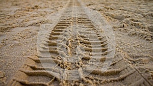 Tire track on sand