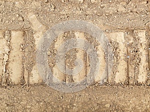 Tire track of vehicle on soil road