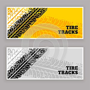 Tire tracks banners grunge background