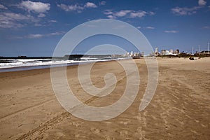 Tire Tracks on Beach in Durban South Africa