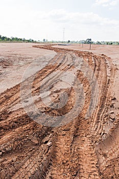 Tire tracks on the ground