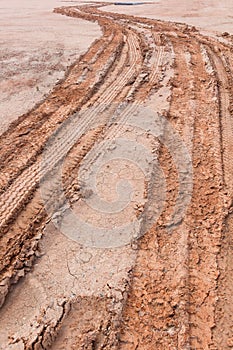 Tire tracks on the ground