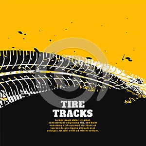 Tire tracks print marks on yellow background design