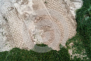 Tire tracks in the sand