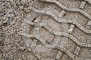 Tire tracks in the sand - Close up
