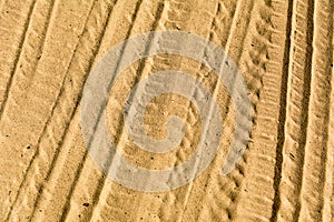 Tire tracks on the sand