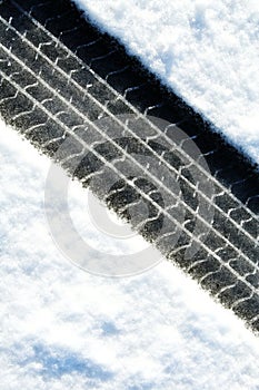 Tire tracks in the snow