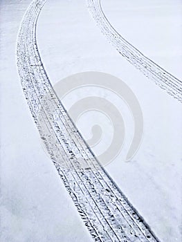 Tire Tracks on Snow