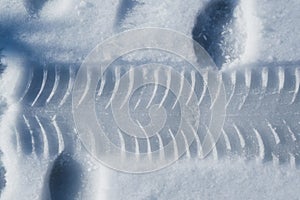 Tire tracks on snow