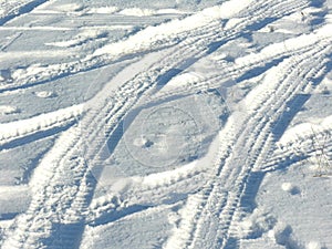 Tire tracks in the snow