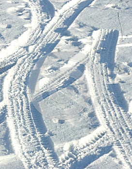 Tire tracks in the snow