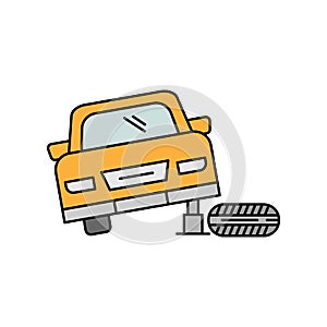 tire, transportation line icon colored. element of car repair illustration icons. Signs, symbols can be used for web