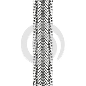 Tire tread or track print isolated on white background. Tyre grunge texture. Vector illustration.