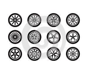 Tire and Wheels Vector Collection Set