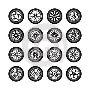 Tire and Wheels Vector Collection Set