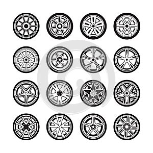 Tire and Wheels Vector Collection Set