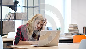 Tired Black Young Woman Sleeping at Work