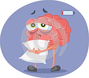 Tired Brain Feeling Exhausted Suffering from Insomnia Vector Illustration