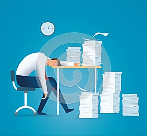 Tired business man. overworking concept vector illustration EPS10