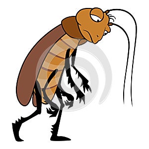 Tired cockroach icon cartoon vector. Control insect