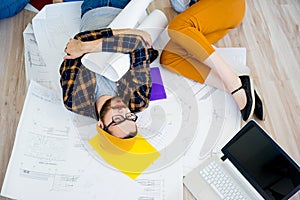 Tired employees sleeping