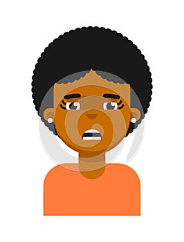 Tired facial expression of black girl avatar