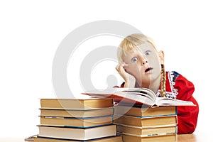 Tired girl with books