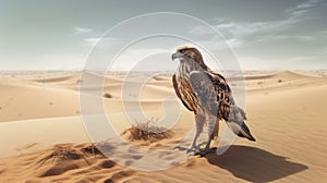 Tired Hawk Walking Through Desert - Photorealistic Landscape Art