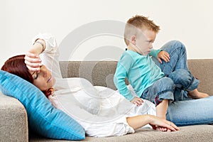 Tired Mother and her Son