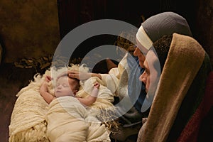 Tired parents live nativity scene