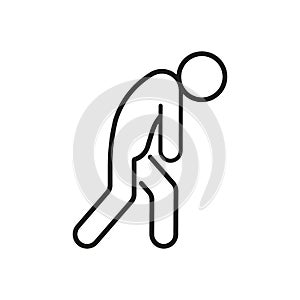 Tired person icon, line symbol. People with problem, burnout on work, stress. Low energy from fatigue, exhausted. Vector