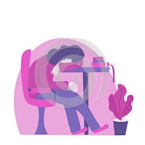 Tired person sitting and sleeping. Vector design