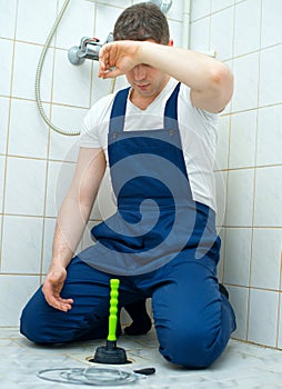 Tired plumber.