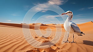 Tired Seagull Walking Through Desert - 8k 3d Pop-culture-infused Art photo