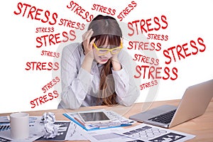 Tired and stress business people concept. stressed Asian business