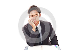 Tired and stressed Asian businessman