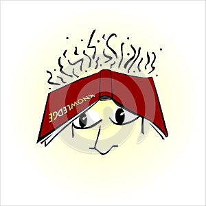 Tired student with a book.