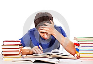 Tired Student with a Books