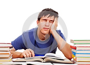 Tired Student with a Books photo