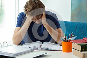 Tired student doesn't want to learn