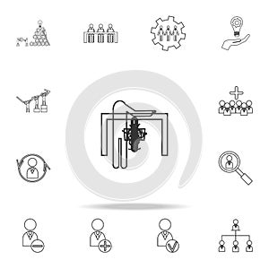 tired subordinate and managers points with fingers icon. Detailed set of team work outline icons. Premium quality graphic design i