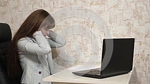 Tired woman office worker sleeping on the desk at work. business woman was weakened at work and fell asleep at the