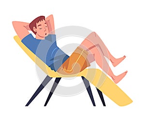 Tired Young Man Lounging on Couch Vector Illustration