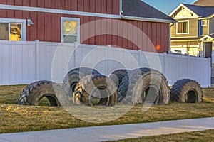 Tires recycled into small playground for children