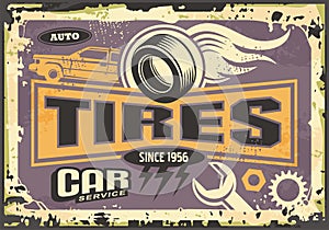 Tires and vulcanize service old sign design