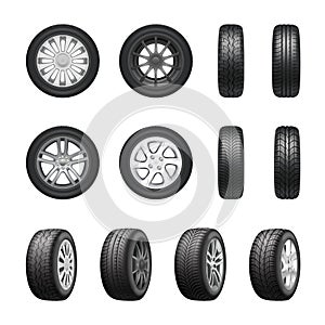 Tires Wheels Realistic Set