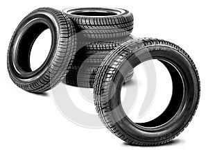 Tires on the white background