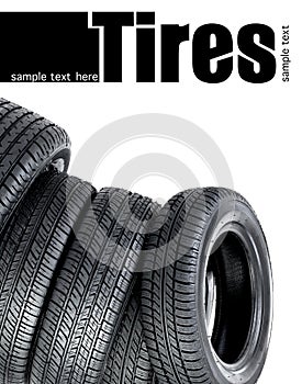 Tires on the white background