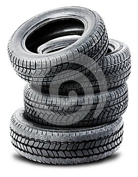 Tires on the white background