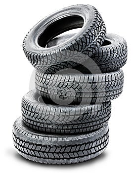 Tires on the white background